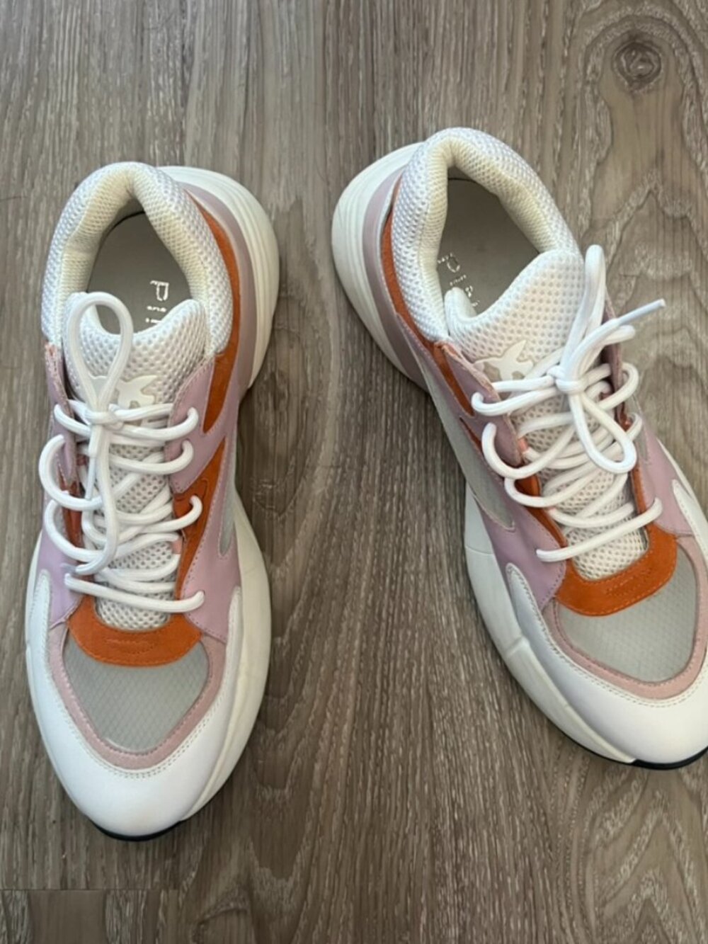 PINKO White Pink Orange Colorblock Chunky Dad Platform Sneakers Size 41